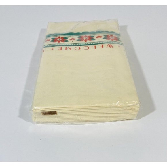 Vintage Hallmark Christmas Poinsettia Guest Towels Napkins 12 ct NOS Holiday USA - Picture 5 of 8